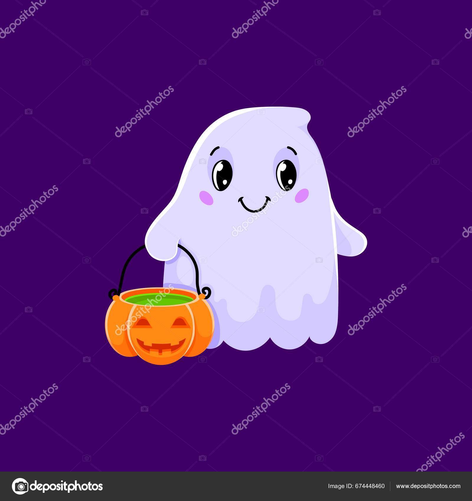 Cara de fantasma assustador de halloween em ilustração de estilo de corte  de papel