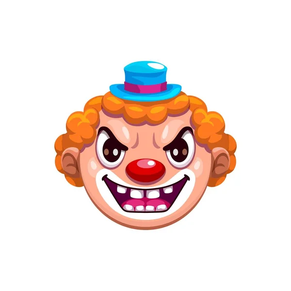 Cartoon Halloween Clown Emoji Personaggio Divertente Sinistro Spettrale Con Espressione — Vettoriale Stock