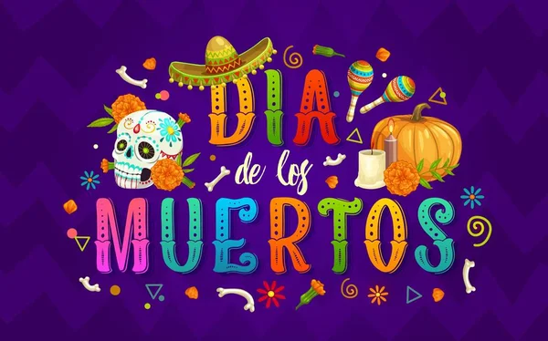 Tag Der Toten Dia Los Muertos Mexikanischen Feiertag Banner Der — Stockvektor