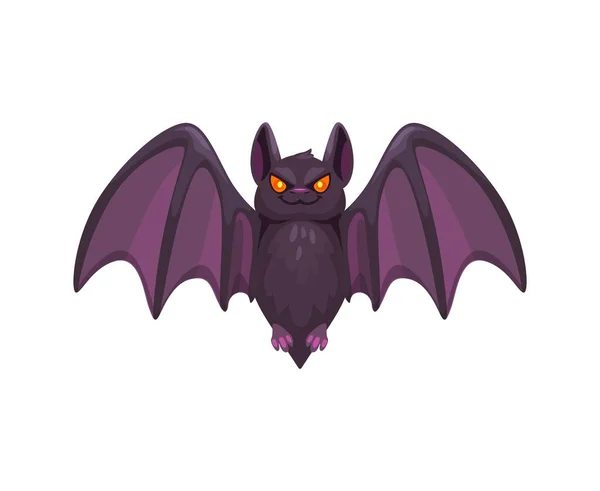 Cartoon Halloween Pipistrello Emoji Personaggio Vettore Isolato Simpatico Emoticon Animale — Vettoriale Stock