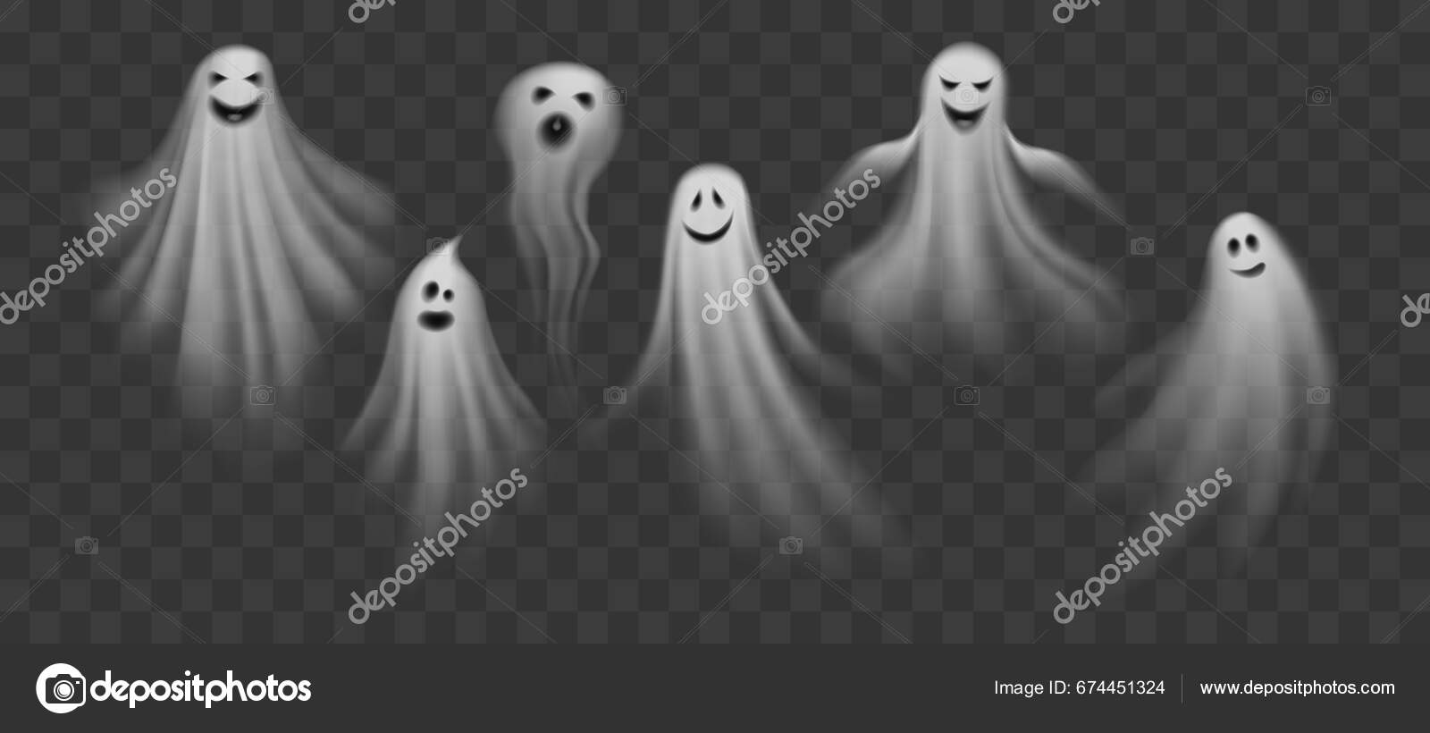 Fantasmas Halloween Realistas Desenhos Animados Boo Poltergeist Monstros  Férias Espíritos imagem vetorial de Seamartini© 674451324