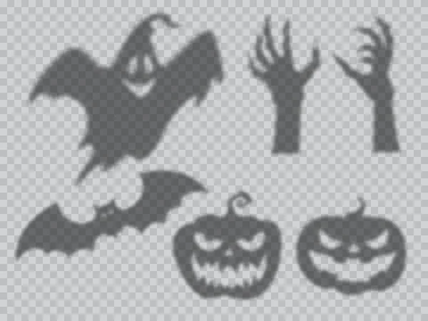 Bayangan Halloween Menutupi Hantu Labu Dan Kelelawar Dan Monster Zombie - Stok Vektor