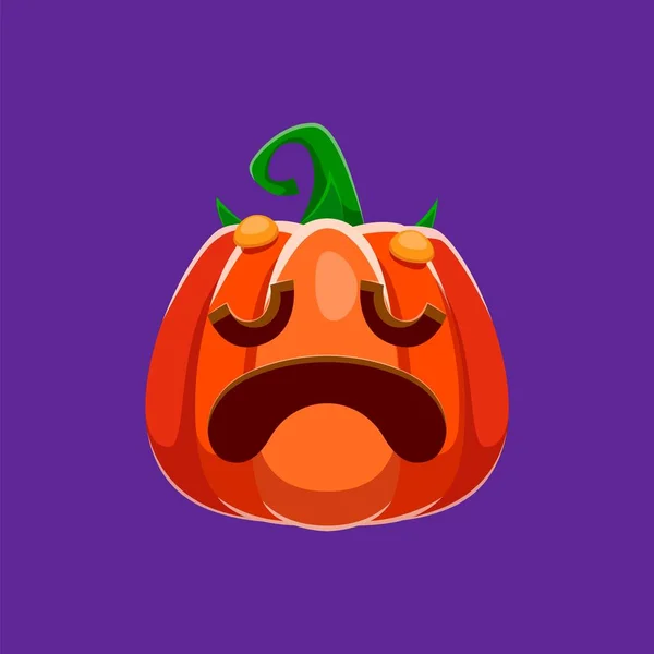 Cartoon Halloween Emoji Trauriges Kürbisgesicht Oder Jack Laterne Emoticon Mit — Stockvektor