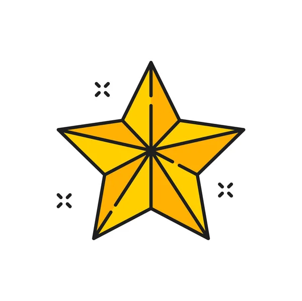 Skinnande Gyllene Stjärna Jul Och Nyår Semester Symbol Isolerad Ikon — Stock vektor
