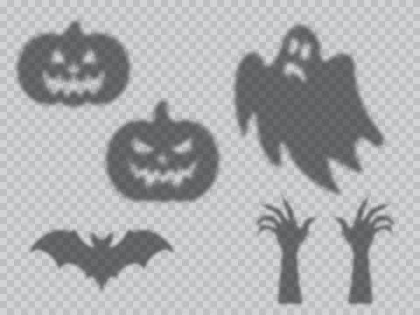 Bayangan Halloween Menutupi Dengan Monster Labu Hantu Dan Tangan Zombie - Stok Vektor