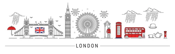 Λονδίνο Σιλουέτα Μεγάλη Βρετανία Ταξιδιωτικά Ορόσημα Και Κτίρια Αρχιτεκτονικής Διανυσματικό — Διανυσματικό Αρχείο