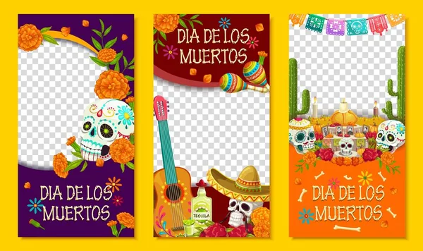 Mexicaanse Dia Los Muertos Vakantie Social Media Sjabloon Banners Dag — Stockvector
