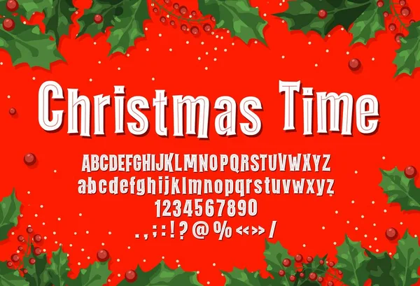 Weihnachtsschrift Typ Urlaubsschrift Weihnachtsfeier Englisches Alphabet Kompletter Satz Oder Lateinische — Stockvektor