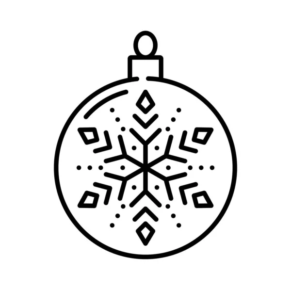 Christmas Tree Bauble Ball Line Icon Winter Season Holiday Outline — Stock Vector