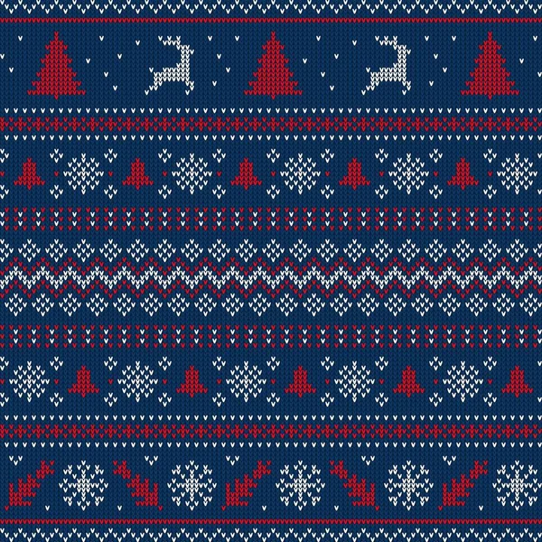 Christmas Blue Sweater Pattern Xmas Winter Holiday Knit Ornament Wallpaper — Stock Vector