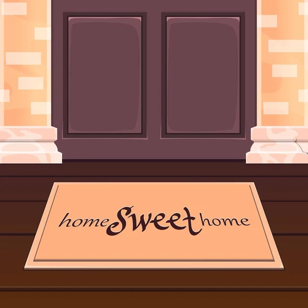 Door Welcome Mat Entrance Doormat Carpet Sweet Home Inscription Vector — Stock Vector