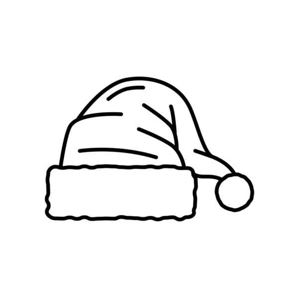 圣诞老人帽圣诞系列的图标 圣诞佳节标志 新年或圣诞节庆祝活动概述矢量图标或细线符号与圣诞老人服装帽 冬季假日派对头饰 — 图库矢量图片