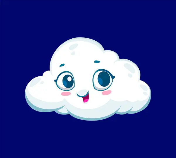 Мультфильм Милый Белый Облачный Характер Погоды Изолированное Векторное Причудливое Пушистое — стоковый вектор