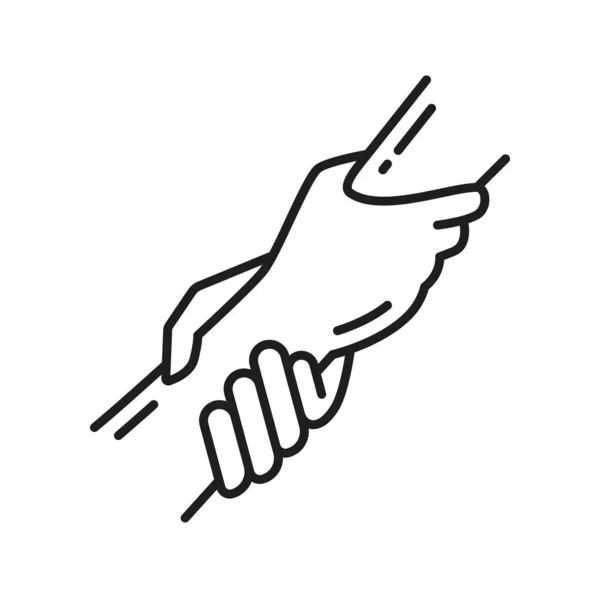 Együtt Körvonalazza Ikon Segítség Támogatás Barátság Szimbólum Vector Partnerség Csapatmunka — Stock Vector