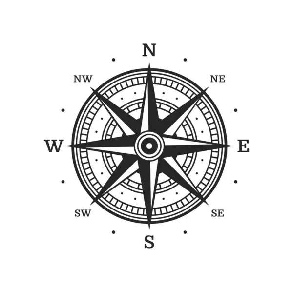 Bussola Rosa Del Vento Simbolo Vela Direzione Cartografica Nautica Latitudine — Vettoriale Stock
