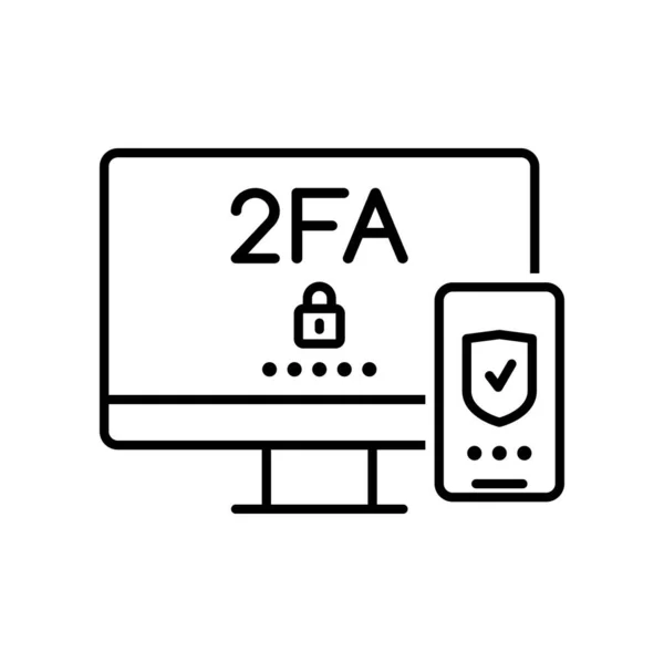 2Fa Zwei Faktor Verifikationssymbol Des Vektors Dünne Linie Computer Und — Stockvektor