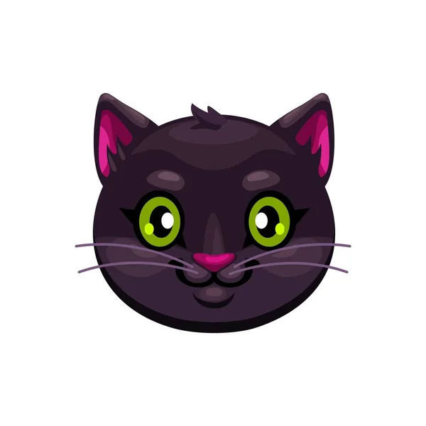 Cartoon Halloween Black Cat Emoji Représente Visage Félin Élégant Avec — Image vectorielle