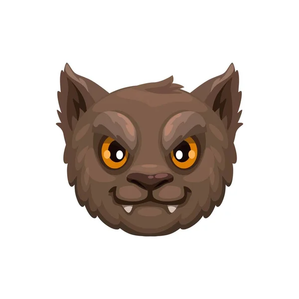 Cartoon Halloween Werewolf Emoji Isolated Vector Sinister Wolf Head Sharp — Stock Vector