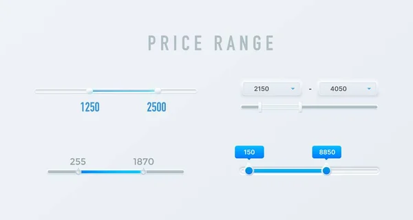 Price Range Sliders Filters Interface Elements Scrollbars Graphs Website Page — Stock Vector