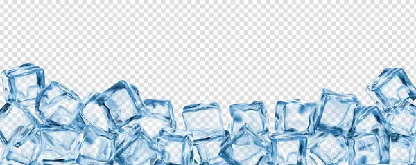 Ice Cubes Fond Cadre Réaliste Blocs Glace Cristal Bordure Vectorielle — Image vectorielle