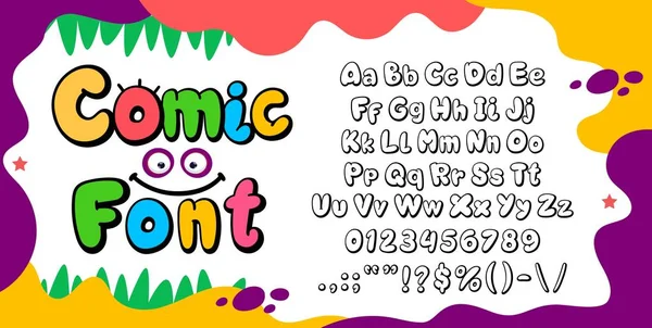 Comics Bubble Font Cartoon Type Balloon Typeface Fat Alphabet Vector — Stock Vector