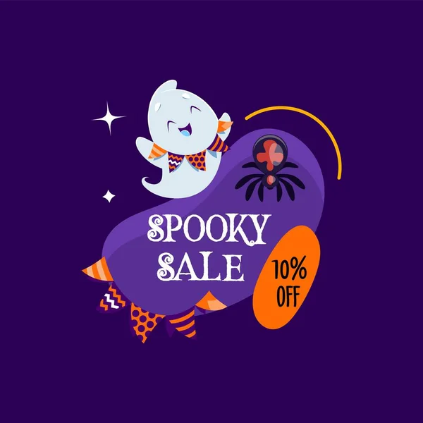 Halloween Holiday Kawaii Ghost Character Spooky Spider Flag Garland Amoeba — Stock Vector