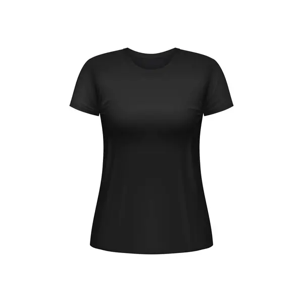 Svarta Kvinnor Shirt Isolerade Vektor Kläder Mockup Realistiska Kvinnliga Kläder — Stock vektor