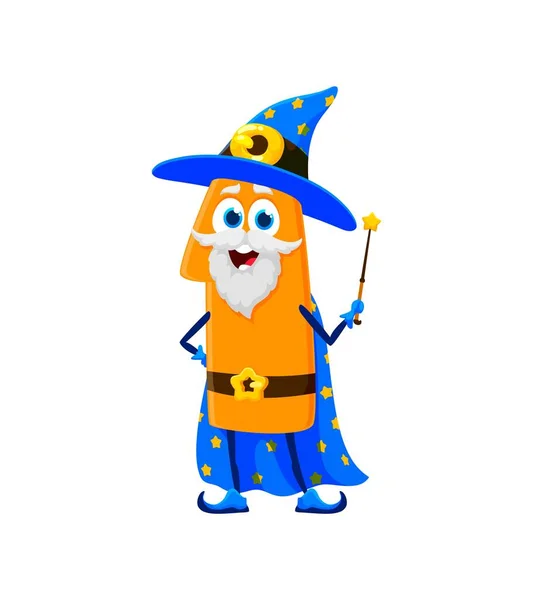 休日のためのウィザードのマージの衣装のハロウィーン漫画ナンバー1 ベクターのデジタル文字 子供の代数や算術のための魔法の杖と帽子を持つ魔女の魔女の魔女の魔術師のコスチュームのナンバーワン — ストックベクタ