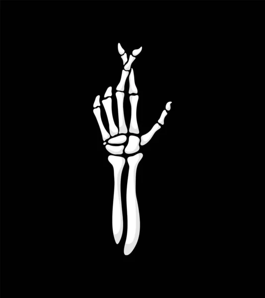 Скелетная Рука Образует Обманчивый Жест Скрещенных Пальцев Костлявое Представление Лжи — стоковый вектор