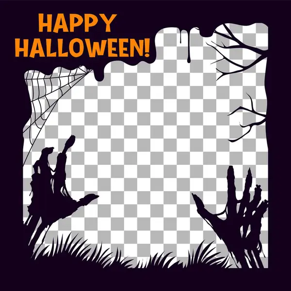 Cadre Halloween Pour Les Médias Sociaux Post Modèle Narration Mains — Image vectorielle