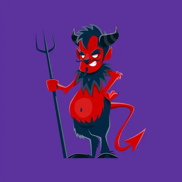 Halloween Devil Character Horror Night Holiday Evil Monster Vector Funny — Stock Vector