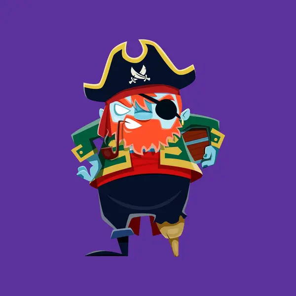 Halloween Personaje Pirata Zombie Monstruo Vacaciones Noche Terror Vector Dibujos — Archivo Imágenes Vectoriales