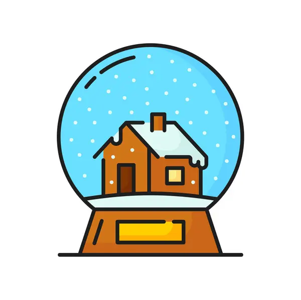 Різдвяний Будинком Снігу Ізольована Тонка Лінія Значок Вектор Сферичний Новорічні — стоковий вектор