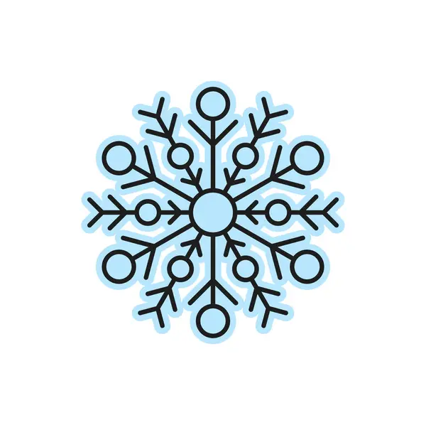 Icy Snowflake Christmas Decoration Line Art Icon Vector Winter Holidays — Stock Vector