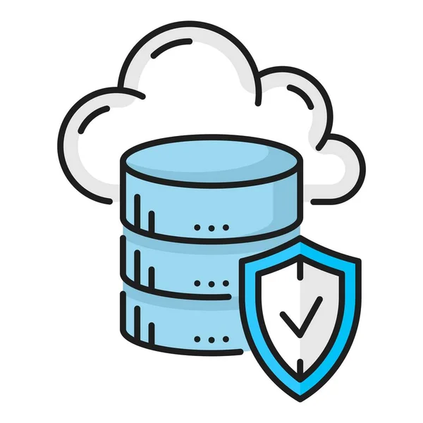 Database Colori Server Rete Icona Archiviazione Cloud Simbolo Vettoriale Lineare — Vettoriale Stock