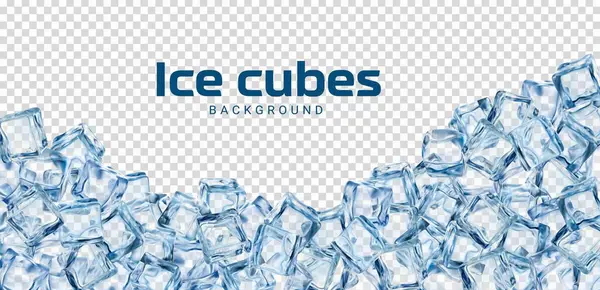 Realistic Ice Cubes Background Crystal Ice Blocks Frosty Cocktail Cool — Stock Vector