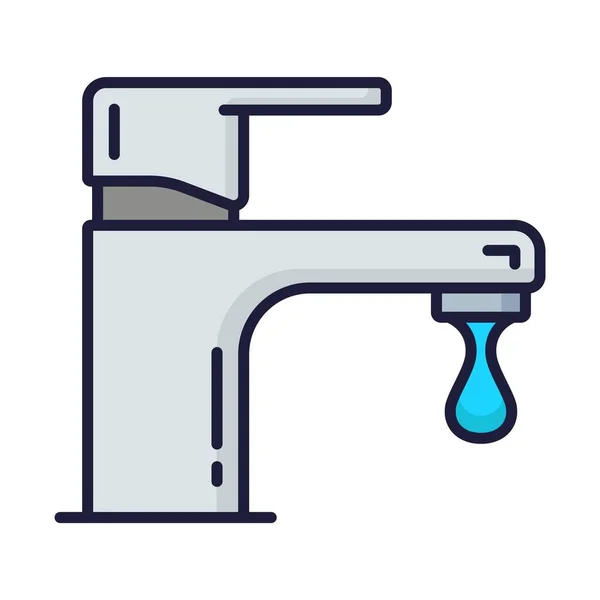 Renkli Tesisat Hizmeti Ikonu Tuvalet Pipo Banyo Sorunları Sızdıran Musluğun — Stok Vektör