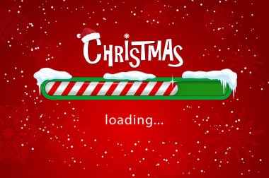 Noel barında şeker çubuğu, kar ve Noel Baba şapkası var. Yılbaşı vektörü Xmas ya da yeni yıl geri sayımı kar taneleriyle kırmızı zemin üzerinde. Kış arifesi yaklaşıyor Tebrik kartı ya da web tasarımı