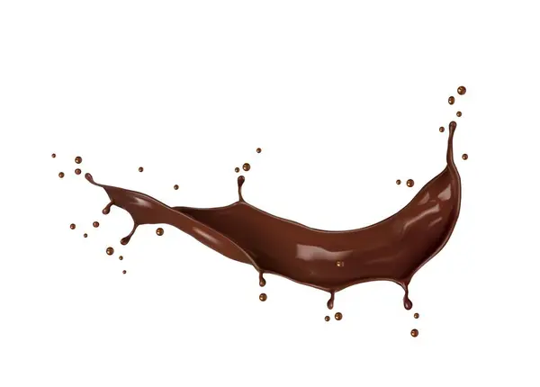 Salpicaduras Realistas Chocolate Onda Larga Con Gotas Salpicaduras Caramelo Choco — Vector de stock