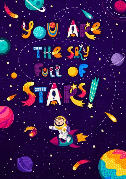 Space Quote You Sky Full Stars Words Starry Galaxy Vector — Stock Vector