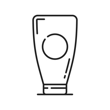 Yoğurt, mayonez ya da plastik şişede ketçap izole edilmiş dış hat ikonu. Vektör şişe paketi, ince çizgili cam ambalajı veya kapaklı plastik.