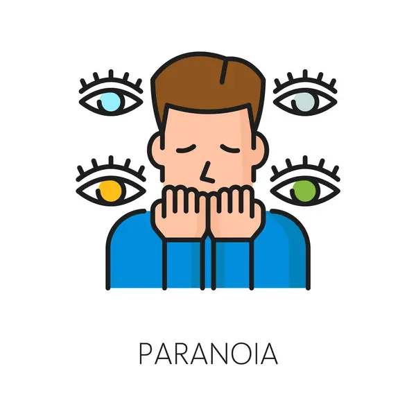 Paranoia Psychological Disorder Problem Mental Health Icon Vector Linear Sign — Stock Vector