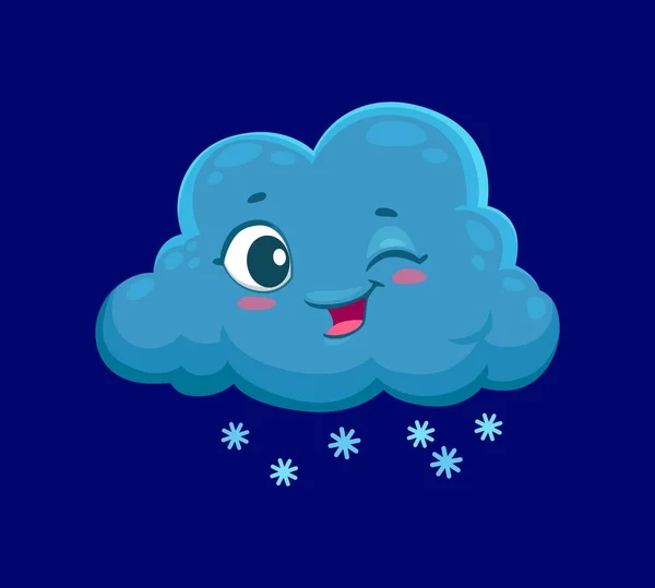 Cartoon Winter Snow Cloud Cute Weather Character Isolated Vector Fluffy — Stock Vector