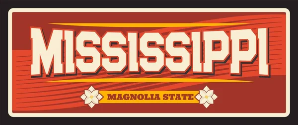 Mississippi Segno Vintage Usa Targa Stato Jackson Capitale Dello Stato — Vettoriale Stock