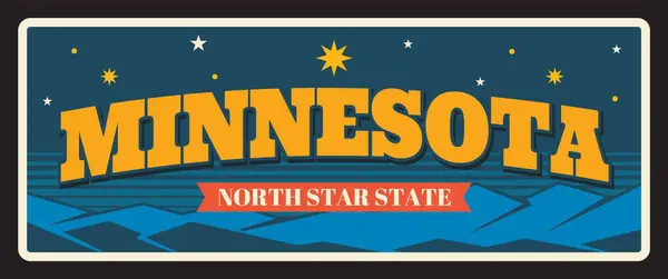 Minnesota North Star Travel Plate State Upper Midwestern Region United — Stock Vector