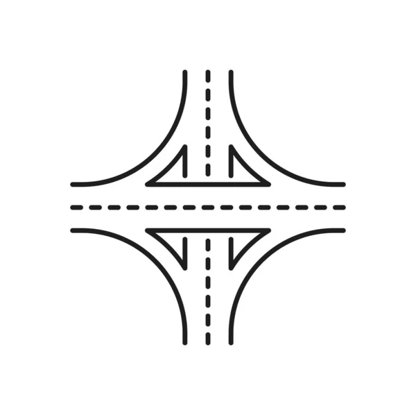 Highway Road Line Icon Interchange Crossroad Motorway Intersection Vector Traffic — Stock Vector