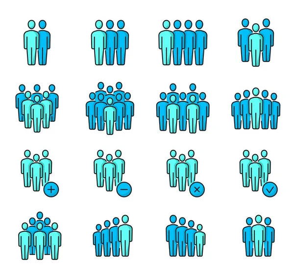 Business Team Community Society People Group Line Color Icons Vector — Stock Vector
