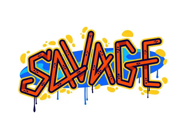 Savage Graffiti Street Art Urban Style Lettering Paint Spray Wall — Stock Vector