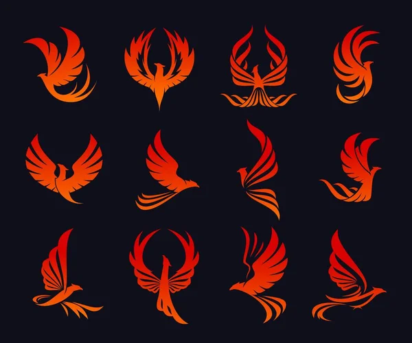 Phoenix Bird Symbol Emblem Infinity Freedom Magic Animal Symbol Creativity — Stock Vector