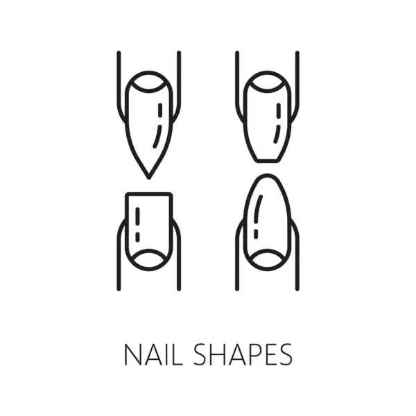 Icônes Formes Ongles Pour Service Manucure Soins Des Mains Traitement — Image vectorielle